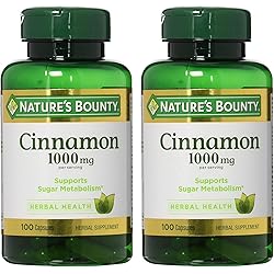 Nature's Bounty Cinnamon 1,000 mg Caps, 100 Count, Pack of 2