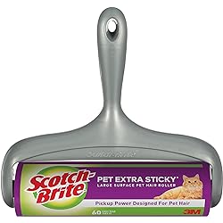 Scotch-Brite Pet Extra Sticky Large Surface Roller, Designed for Pet Hair, 60 Sheets