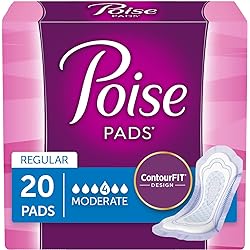 Poise Moderate Absorbency Pads, Regular Length, 20 ct Pack of 2