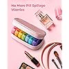 Cute Pill Organizer 2 Times a Day, AMOOS PU Leather Pill Case for Women, Portable Weekly Pill Box for Purse with Storage Bag to Hold VitaminsMedicationsFish OilsSupplements, Orange