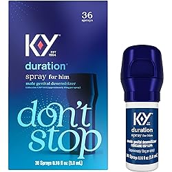 K-Y Duration Spray 0.16 fl oz, for Men, Adult Couples, Lidocaine Numbing Male Genital Desensitizer to Last Longer, Pleasure Enhancer, 36 Sprays, No Mess Easy Application