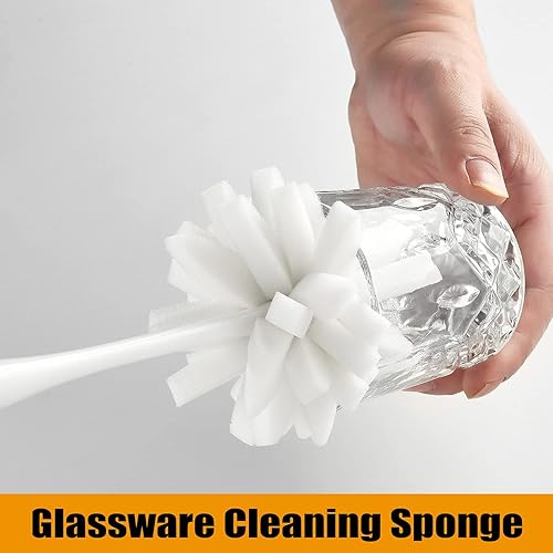 ALINK Bottle Glass Dish Sponge Cleaning Brush with Handle, Pack of 3