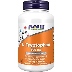NOW Supplements, L-Tryptophan 500 mg, Encourages Positive Mood, Supports Relaxation, 120 Veg Capsules