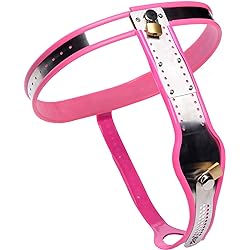 Master Series Pink Stainless Steel Adjustable Female Chastity Belt