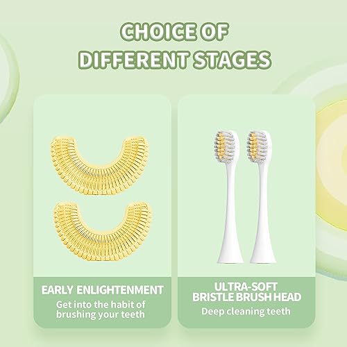 Kids Ultrasonic Electric Toothbrush,Cartoon Duck 360° Cleaning U Shaped Auto Whitening Toothbrush with 5 Smart ModesAges 2-6