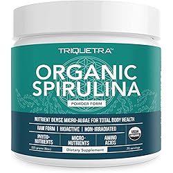 Organic Spirulina Powder: 4 Organic Certifications - Certified Organic by USDA, Ecocert, Naturland & OCIA - Vegan Farming Process, Non-Irraditated, Max Nutrient Density 8 oz.
