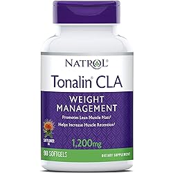 Natrol Tonalin CLA Softgels, Derived from safflower plant, Promotes lean muscle mass, Helpes increase muscle retention, Promotes fat metabolism, Weight management supplement, 1,200mg, 90 Count