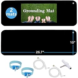 Grounding Mat Kit 2 Pack-2 Grounding Mats 10 x 26.7" with Grounding Adapter, 2 Straight Cords 15ft and 2 Grounding Wristbands - Reduce Inflammation, Improve Sleep and Help with Anxiety