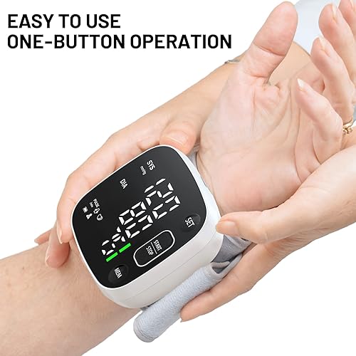 FENGHOU Wrist Blood Pressure Monitor - Automatic Wrist Digital BP Machine Cuff with Portable Carrying Case for Health Monitoring 2 120 Reading Memory for 2 Users, Black