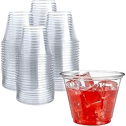 250 Clear Plastic Cups | 9 oz Plastic Cups | Clear Disposable Cups | PET Clear Cups | Plastic Water Cups | Plastic Wine Glass | Clear Plastic Party Cups