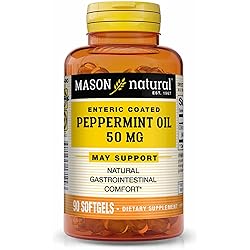 Mason Natural Peppermint Oil 50 mg"Enteric Coated" - Natural Gastrointestinal Comfort, Supports a Healthy Gut, Bowel Soothing Dietary Supplement, 90 Softgels