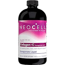 NeoCell Collagen C Pomegranate Liquid, 4g Collagen Types 1 & 3 Plus Vitamin C, Healthy Skin, Hair, Nails and Joint Support 16 Ounces Package May Vary