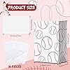16 Pieces Baseball Gift Bags with Tissue Paper Baseball Party Bags with Handles Baseball Goodie Bags Baseball Treat Bags for Kids Sports Theme, Birthday Party, Sports Party White, Baseball