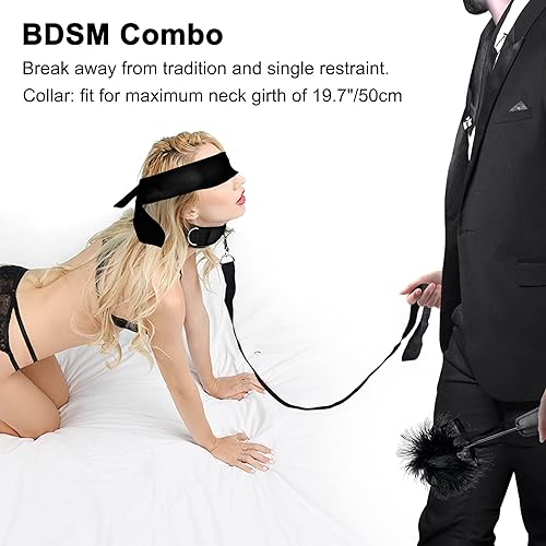Sex Bondage BDSM Kit Restraints 9PCS & Ball Gag Silicone with Nipple Clamps