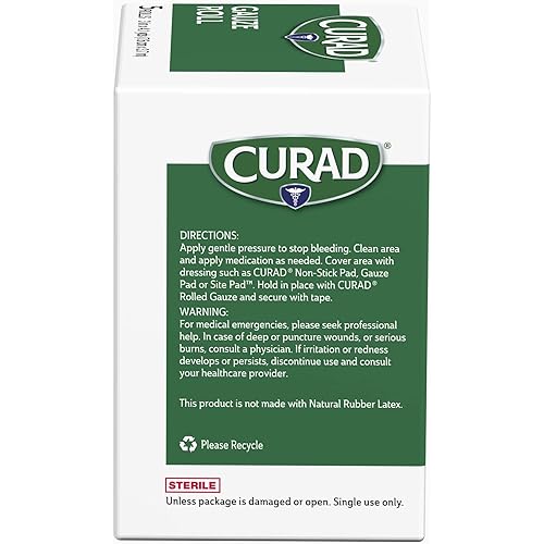 Curad Cotton Stretch Rolled Gauze, 3" x 4.1 yd, 5 Count Pack of 3