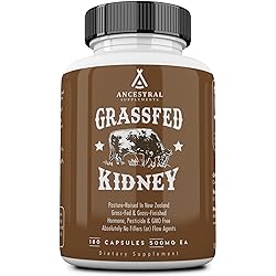 Ancestral Supplements Kidney High in Selenium, B12, DAO — Supports Kidney, Urinary, Histamine Health 180 Capsules