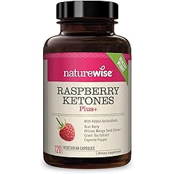 NatureWise Raspberry Ketones Plus - Advanced Antioxidant Blend Boosts Energy, Supports Normal Weight & Metabolic Processes, Vegan & Gluten-Free 2 Month Supply - 120 Veggie Capsules