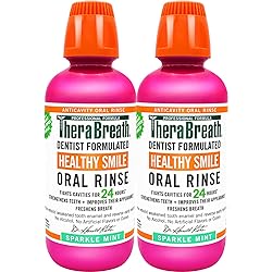 TheraBreath Healthy Smile Dentist Formulated 24-Hour Oral Rinse, Sparkle Mint, 16 Ounce Pack of 2