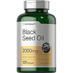 Black Seed Oil 2000mg | 120 Softgel Capsules | Cold Pressed Nigella Sativa Pills | Non-GMO, Gluten Free | by Horbaach