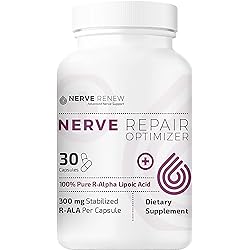 Nerve Renew Nerve Repair Optimizer - Dietary Supplement - 30 Capsules - 300 mg Stabilized R-Alpha Lipoic Acid per Capsule for Natural Nerve Discomfort Support - Fast Absorption - Safe and All Natural