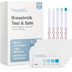 24-Count of Papablic Breastmilk Alcohol Test Strips, 2-min Quick & Accurate Detection for Alcohol in Breastmilk, Test Strips for Breastfeeding Moms at Home