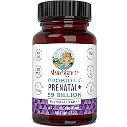 Vegan Prenatal Probiotic - 59 Billion CFU by MaryRuth - Pregnancy Probiotics with Iron, Methylfolate & Prenatal Vitamins & Minerals to Help with Morning Sickness - 60 Count