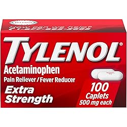 Tylenol Extra Strength Caplets with 500 mg Acetaminophen Pain Reliever Fever Reducer, 100 Count