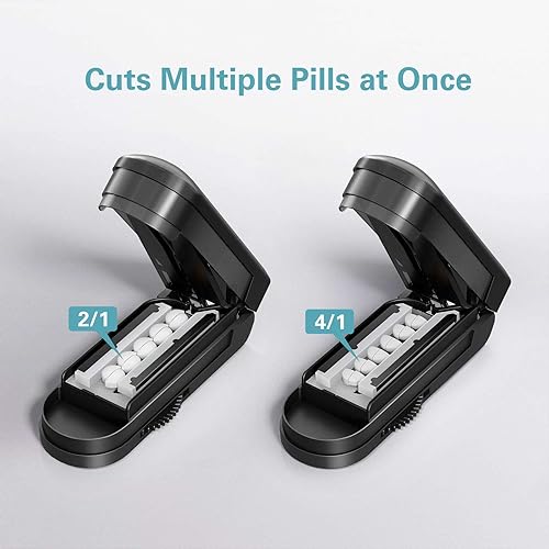 DEPAD Multiple Pill Cutter for Small Pills, Adjustable Pill Splitter for Multi Tablets with Accurate Pill Alignment, Stainless Steel Cutting Blade and Blade Guard