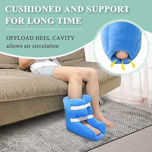 Heel Protector for Pressure Sores Foot Heel Protectors Cushion Pillow Offloading Boot for Diabetic Foot Ulcers Foot Protector Pillow with Cooling Gel Pack