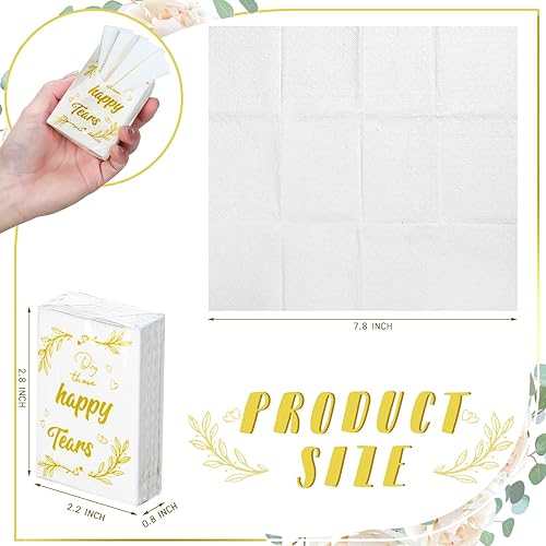 100 Pack 1000 Pcs Wedding Facial Tissues Dry Those Happy Tears Tissues Wedding Favors for Guests Items for Wedding Welcome Bags Travel Pocket Tissues Size 3 Ply for Bride Daughter Wedding Graduation