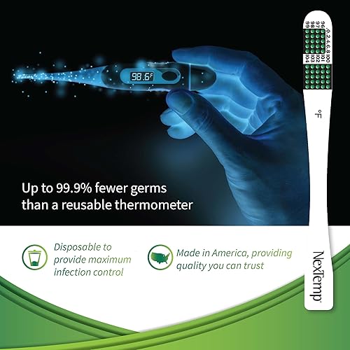 NexTemp® Single-Use Thermometers: Individually Wrapped 100-pack, Providing Superior Accuracy and Maximum Infection Control. Perfect for Businesses, Schools, First-Aid, Home, and Travel! Fahrenheit