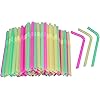 Jumbo Flexible Smoothie Plastic Straws, 100 Pcs Assorted Colors Large Bendable Disposable Milkshake Straws, Wide Bendy Boba Drinking Straws 0.47" Diameter and 8.26" long