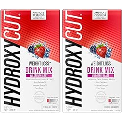 Hydroxycut Drink Mix | Weight Loss for Women & Men | Weight Loss Supplement | Energy Drink Powder | Metabolism Booster for Weight Loss | Wildberry Blast, 21 Packets, 2 Packs Packaging May Vary