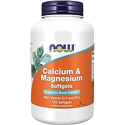 NOW Supplements, Calcium & Magnesium with Vitamin D-3 and Zinc, Supports Bone Health, 120 Softgels