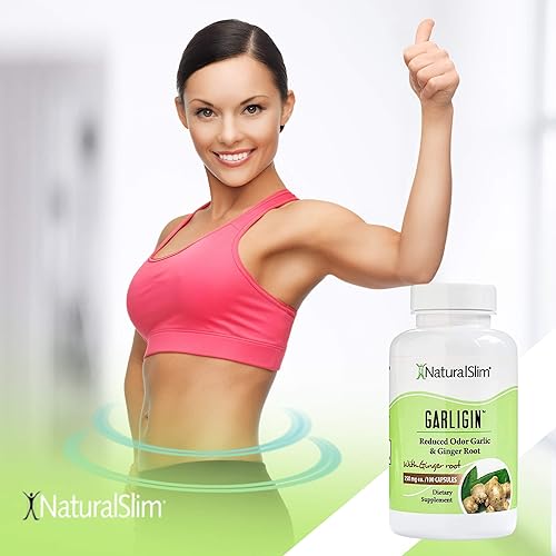 NaturalSlim Garligin - Blood Pressure & Digestion Support - Help Improves The Overall Health of The Body & Cleansing Aid - Reduced Odor Garlic & Ginger Root Pills - 750mg, 100 Capsules