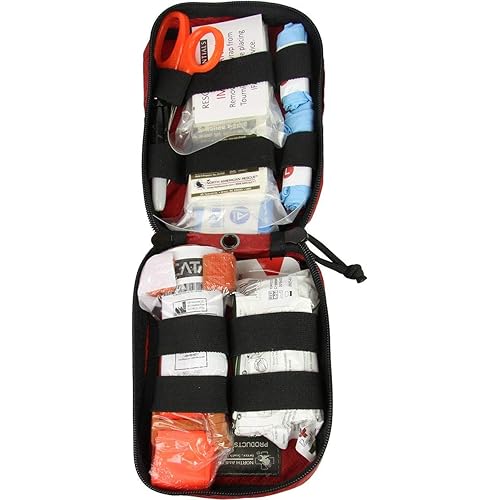 Rescue Essentials Bleeding Control Station IFAK - Intermediate Contents for Public Access Casualty Response Kit in Red Nylon Pouch