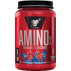 BSN Amino X Post Workout Muscle Recovery & Endurance Powder with 10 Grams of Amino Acids Per Serving, Flavor: Blue Raz, 70 Servings
