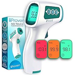 Infrared Forehead Thermometer for Adults, Kids and Babies, Touchless iProven Thermometer, 1sec Instant Accurate Readings, Easy To Use, 3 in 1 Thermometer with Fever Alarm, Silent & Memory Mode
