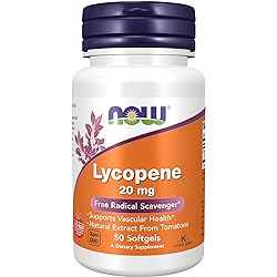 NOW Supplements, Lycopene 20 mg with Natural Extract from Tomatoes, Free Radical Scavenger, 50 Softgels