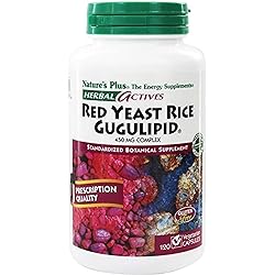 NaturesPlus Herbal Actives Red Yeast Rice Gugulipid - 450 mg, 120 Vegan Capsules - Heart Health Supplement, Cholesterol Support - Vegetarian, Gluten-Free - 120 Servings