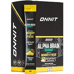 ONNIT Alpha Brain Instant - Pineapple Punch Flavor - Nootropic Brain Booster Memory Supplement - Brain Support for Focus, Energy & Clarity - Alpha GPC Choline, Cats Claw, L-Theanine, Bacopa - 30ct