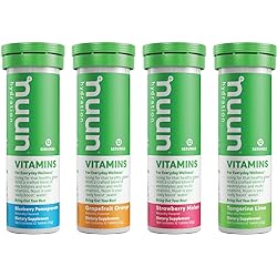 Nuun Vitamins: Vitamins Electrolyte Drink Tablets, Mixed Fruit Pack, 4 Tubes 48 Servings