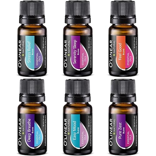Top 6 Blends Essential Oils Set - Aromatherapy Diffuser Blends Oils for Sleep, Mood, Breathe, Temptation, Feel Good, Stress Relief