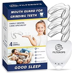 Filterops Professional Kids Mouth Guard for Grinding Teeth, 4 Pack Moldable Night Guards for Clenching Teeth, Comfortable Dental Guard, Stops Bruxism, Tmj, Teeth Whitening Tray & Sports