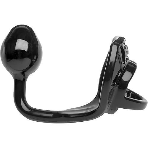 PerfectFit Brand Armour Tug Lock, TPRSilicone Blend, Cock Ring, Ball Stretcher, Hands Free Prostate Stimulator, Perineum Stimulator, Durable, Comfortable, Tight Fit, Black