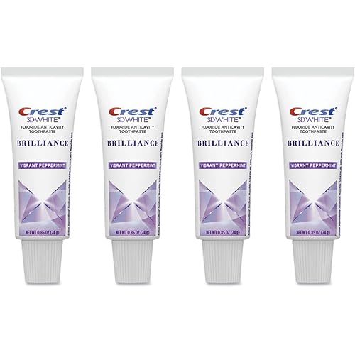 Crest 3D White Brilliance Advanced Whitening Travel Size Toothpaste, .85 oz. Pack of 4
