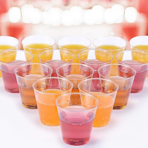 500 Plastic Shot Glasses-2oz Disposable Cups-2Ounce Plastic Shot Cups-Ideal Plastic Tumbler for Whiskey, Jello Shots, Tasting ,Food Samples,Perfect for Halloween, Thanksgiving ,Christmas Party