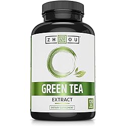 Zhou Green Tea Extract with EGCG, Metabolism, Natural Energy, Mental Focus, Immune Support, Antioxidant and Healthy Heart Formula, Non-GMO, Gluten Free, Money Back Guarantee, 120 Capsules