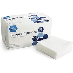 Medpride Gauze Surgical Sponge | 4”x 4”| 12-ply Extra Absorbent Sponges| Value Pack of 200| All-Gauze, Non-Sterile| Great for Wound Dressing, Prepping, Scrubbing & Cleaning| Essential First-Aid