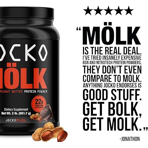 Jocko Mölk Protein Powder Chocolate Peanut Butter - Keto, Probiotics, Grass Fed Whey, Digestive Enzymes, Amino Acids, Sugar Free Monk Fruit Blend - Supports Muscle Recovery and Growth - 31 Servings
